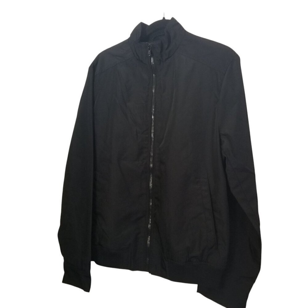 Perry Ellis Lightweight Black Nylon Bomber Jacket Sz M